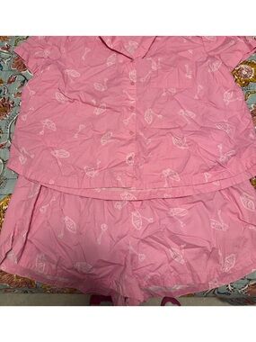 Old Navy Women’s Pink Short-Sleeve Poplin Pajama Set Size XXL